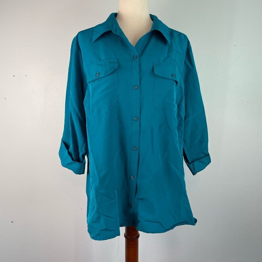 NWT Notations Teal Button-Up Women's Top Size 1X